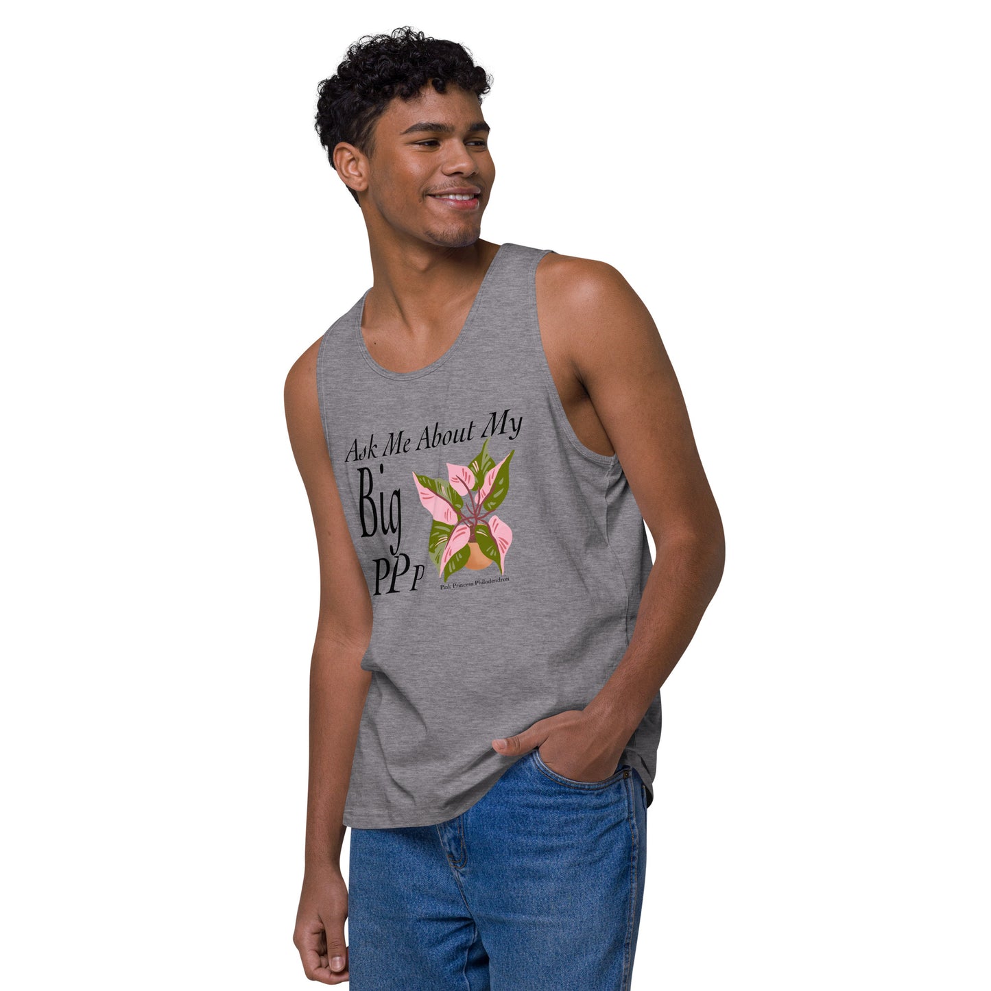 Ask Me About My Big Pink Princess Philodendron - Men’s premium tank top