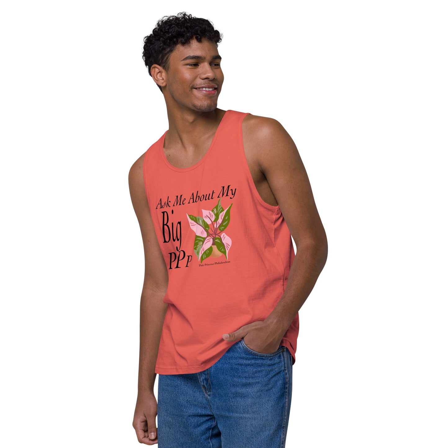 Ask Me About My Big Pink Princess Philodendron - Men’s premium tank top