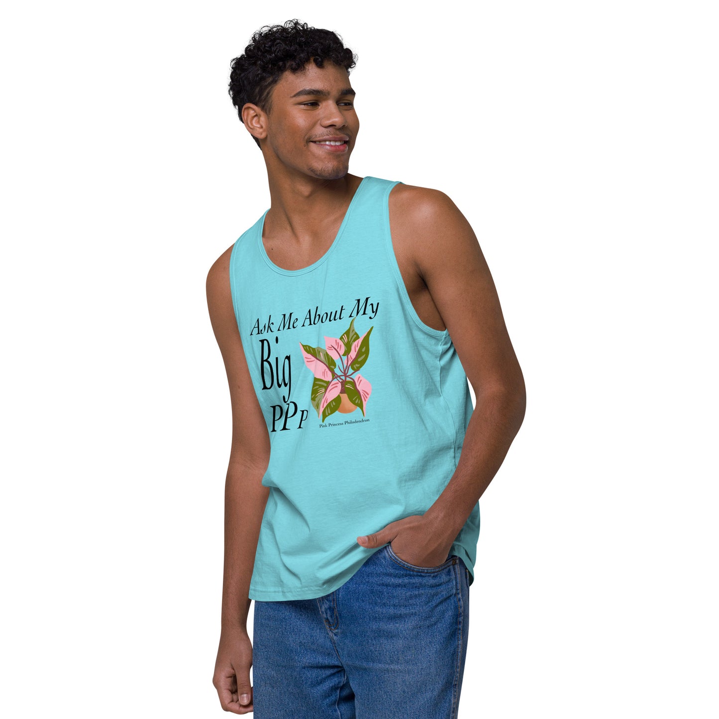 Ask Me About My Big Pink Princess Philodendron - Men’s premium tank top