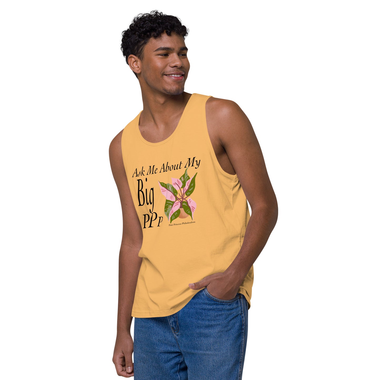 Ask Me About My Big Pink Princess Philodendron - Men’s premium tank top